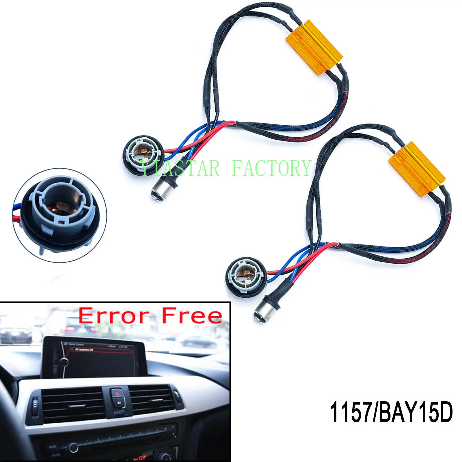 2Pcs X 50W 8ohm 1157 BAY15D Led Load Resistors LED Bulb Fast Hyper Flash for LED Signal Light Blink or LED License Plate Error
2Pcs X 50W 8ohm 1157 BAY15D Led Load Resistors LED Bulb Fast Hyper Flash for LED Signal Light Blink or LED License Plate Error