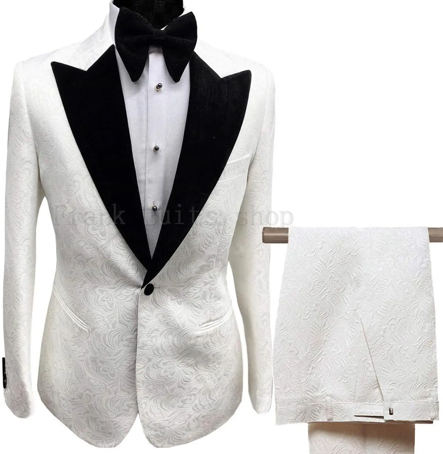 Men's 2019 Jacquard Wedding Men's Slim Suit Jacket White Pants Shawl Lapel Tuxedo Official Model 2 Pieces (Jacket + Pants)
Men's 2019 Jacquard Wedding Men's Slim Suit Jacket White Pants Shawl Lapel Tuxedo Official Model 2 Pieces (Jacket + Pants)