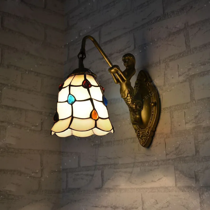 Simple modern European style LED Frosted Glass wall lamp Tiffany lamp bedside bedroom wall lamp Mermaid peacock tail Wall Sconce
Simple modern European style LED Frosted Glass wall lamp Tiffany lamp bedside bedroom wall lamp Mermaid peacock tail Wall Sconce