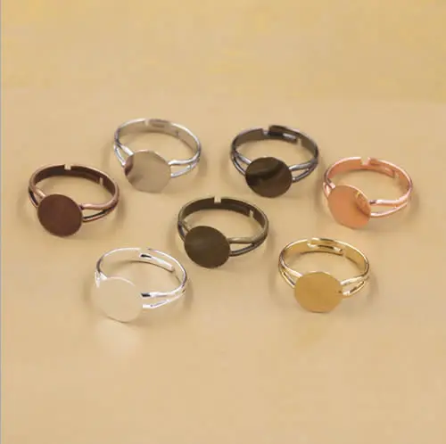 

Fit 8mm cabochons Flat Ring Copper Tray Blank Setting Bezel Blank Cabochon Ring Base For DIY Ring 14pcs/lot K05242