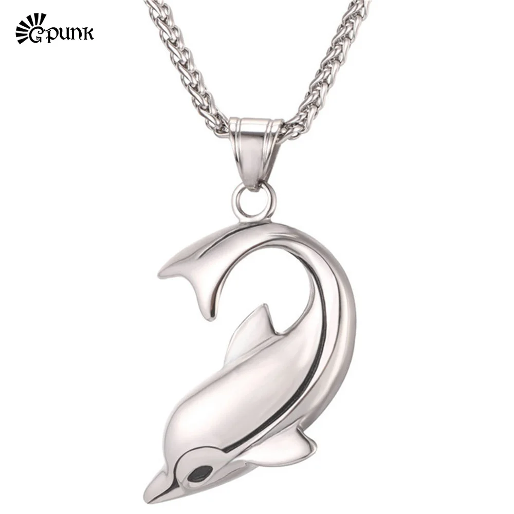 Stainless steel / black dolphin necklace with chain new cute animal pendant jewelry for men women P2448G
Stainless steel / black dolphin necklace with chain new cute animal pendant jewelry for men women P2448G