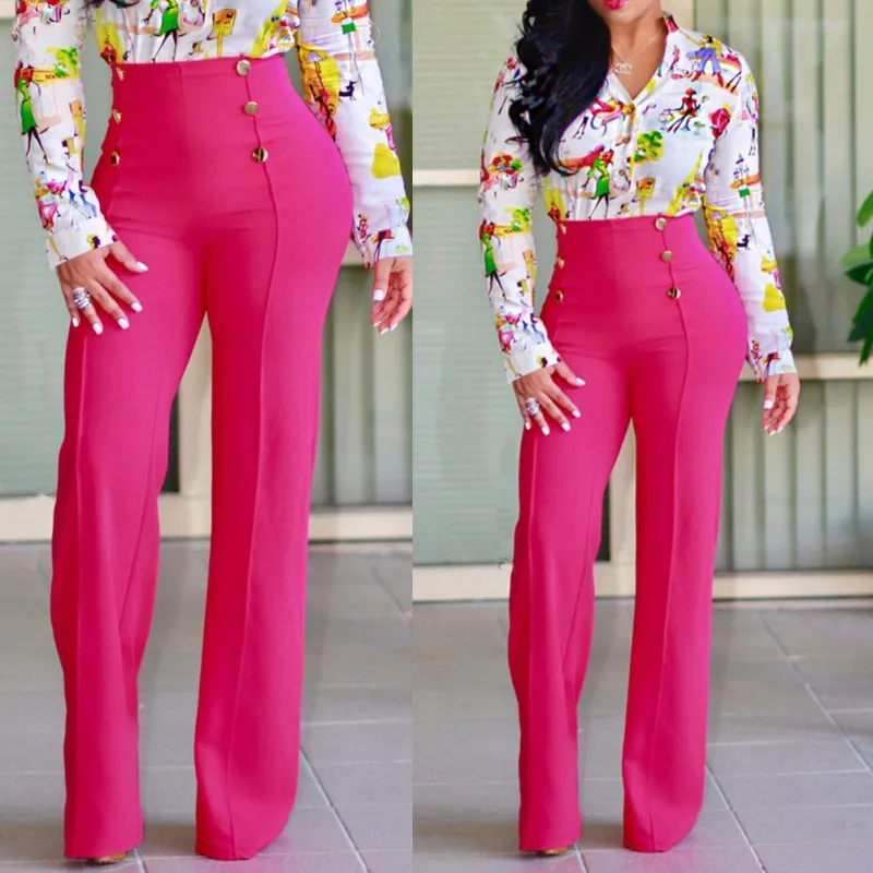 Women Casual Stretch Trousers Elastic High Waist Decorative Buttons Loose Straight Pants 2019 Fashion Hot Women Pants T1
Women Casual Stretch Trousers Elastic High Waist Decorative Buttons Loose Straight Pants 2019 Fashion Hot Women Pants T1