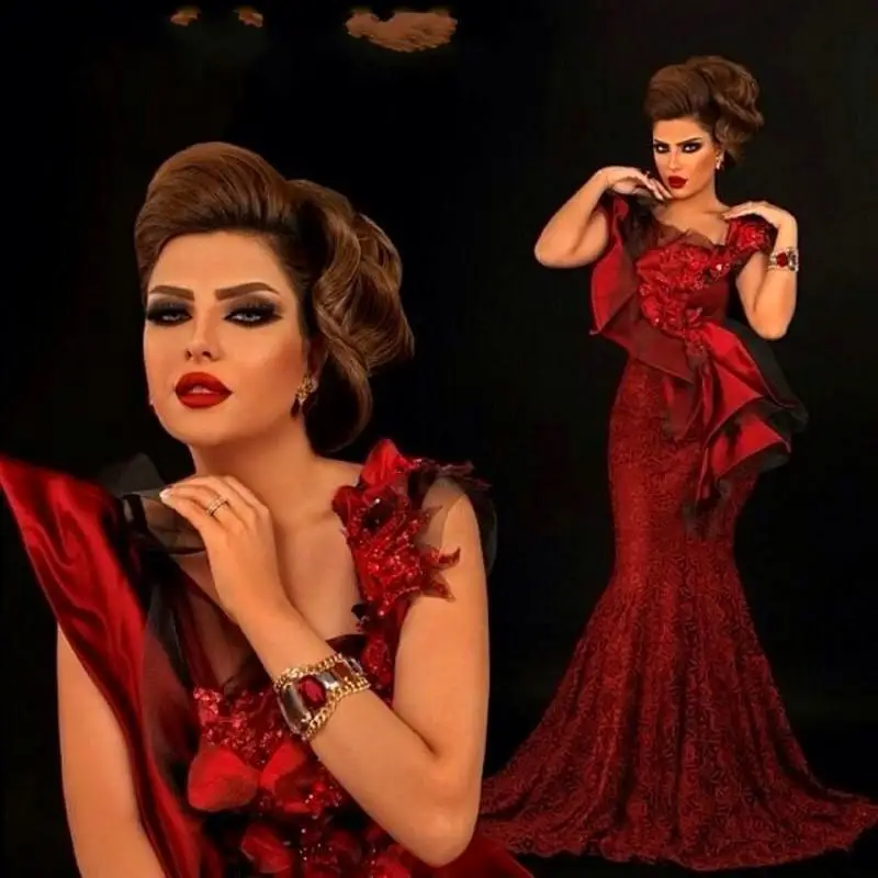 Robe De Soiree длинное вечернее платье русалки уникальный дизайн кружевное с рюшами и
