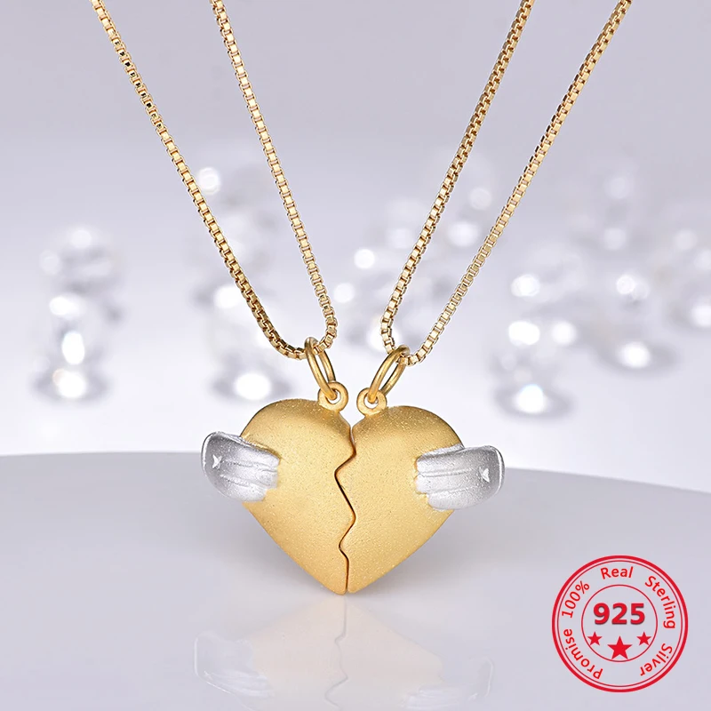 925 Sterling Silver Love Token Couple Necklace Female Pair Of Love Broken Time Set Chain Pendant
925 Sterling Silver Love Token Couple Necklace Female Pair Of Love Broken Time Set Chain Pendant