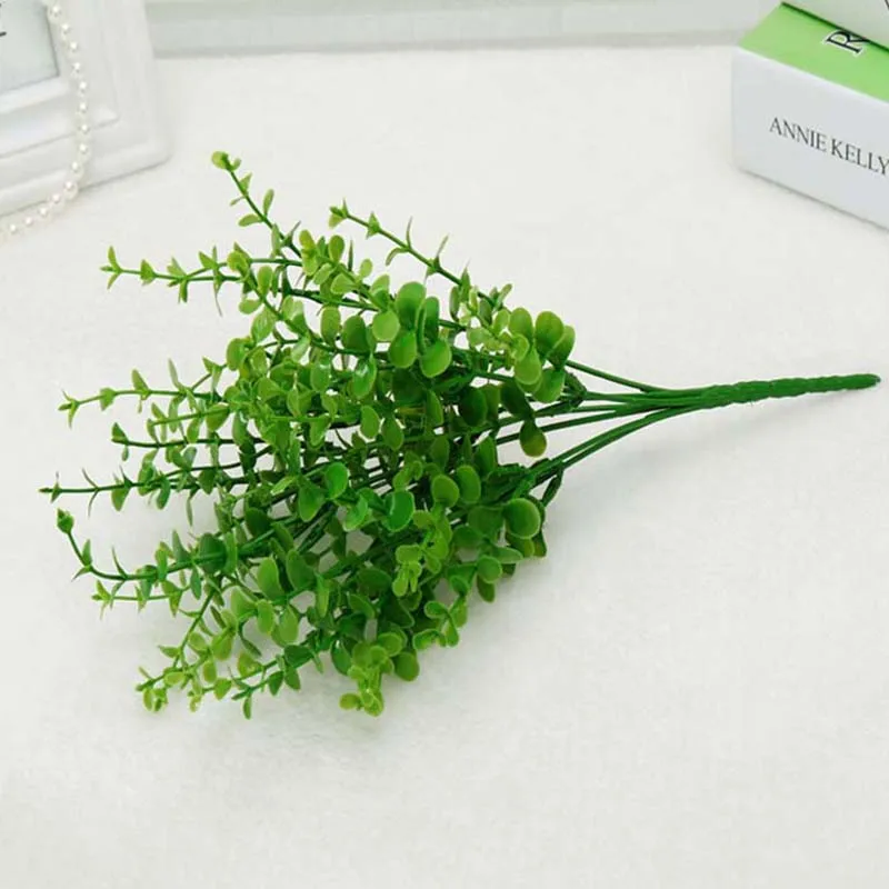 2pcs Plasic Green Artificial Grass Leaves Plant Fake Eucalyptus Home Party Wedding Decoration | Дом и сад