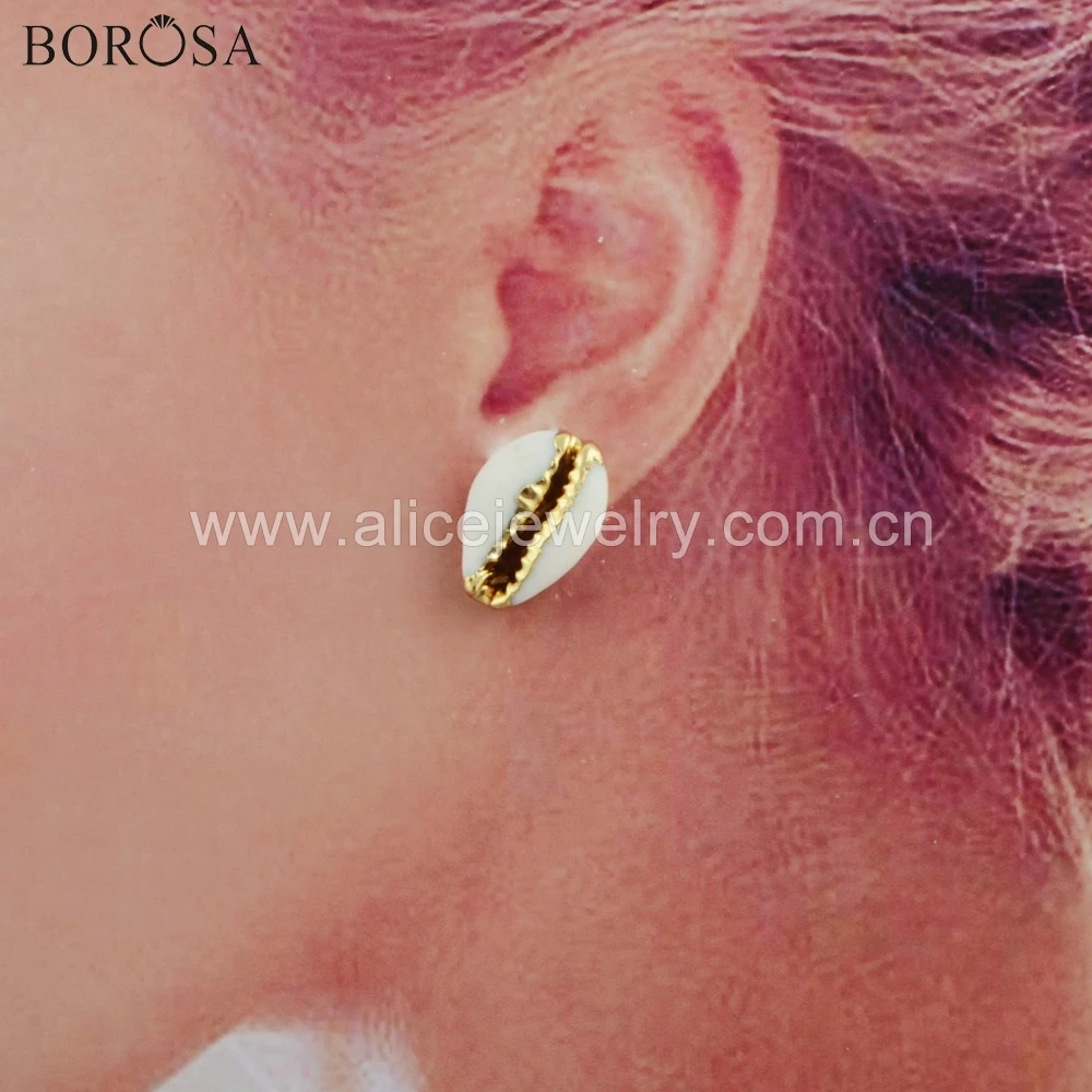 BOROSA 5/10Pairs Gold/Silver Color Trim Natural Cowrie Shell Stud Earrings Jewelry Boho Jewelry Seashell Jewelry G1770 S1770
BOROSA 5/10Pairs Gold/Silver Color Trim Natural Cowrie Shell Stud Earrings Jewelry Boho Jewelry Seashell Jewelry G1770 S1770