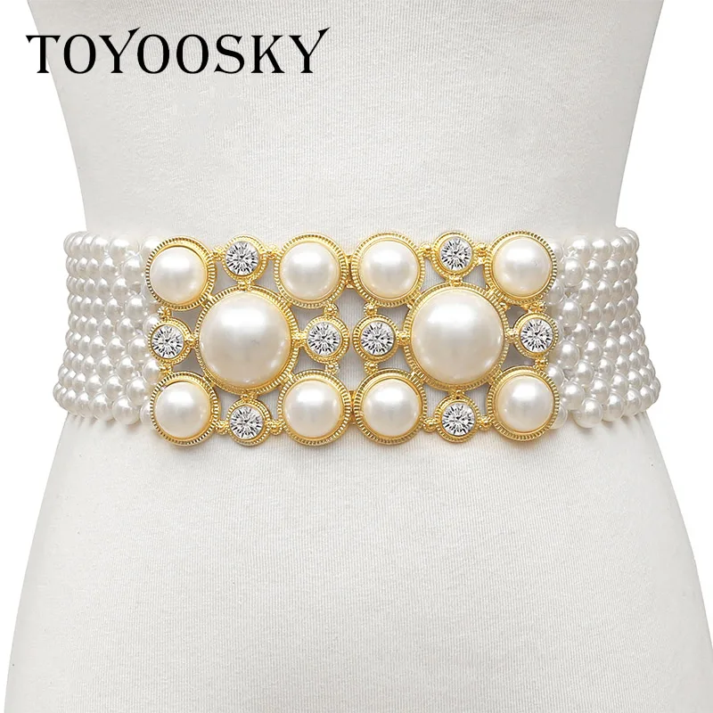 New Arrival Elegant Women Wide Belt Pearl Bling Rhinestone Waistband Alloy Double Buckle High Quality belts for Woman TOYOOSKY
New Arrival Elegant Women Wide Belt Pearl Bling Rhinestone Waistband Alloy Double Buckle High Quality belts for Woman TOYOOSKY