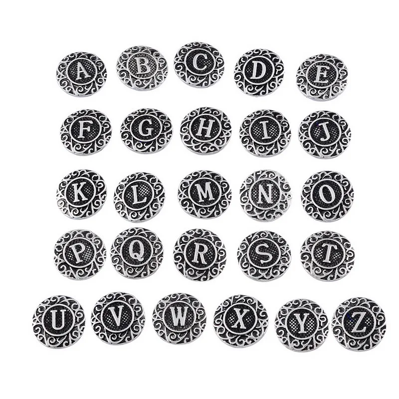 Hot sale KZ1152 charm 26pcs A-Z Alphabet Letters metal snap buttons fit charm snap button bracelets jewelry women gift
Hot sale KZ1152 charm 26pcs A-Z Alphabet Letters metal snap buttons fit charm snap button bracelets jewelry women gift