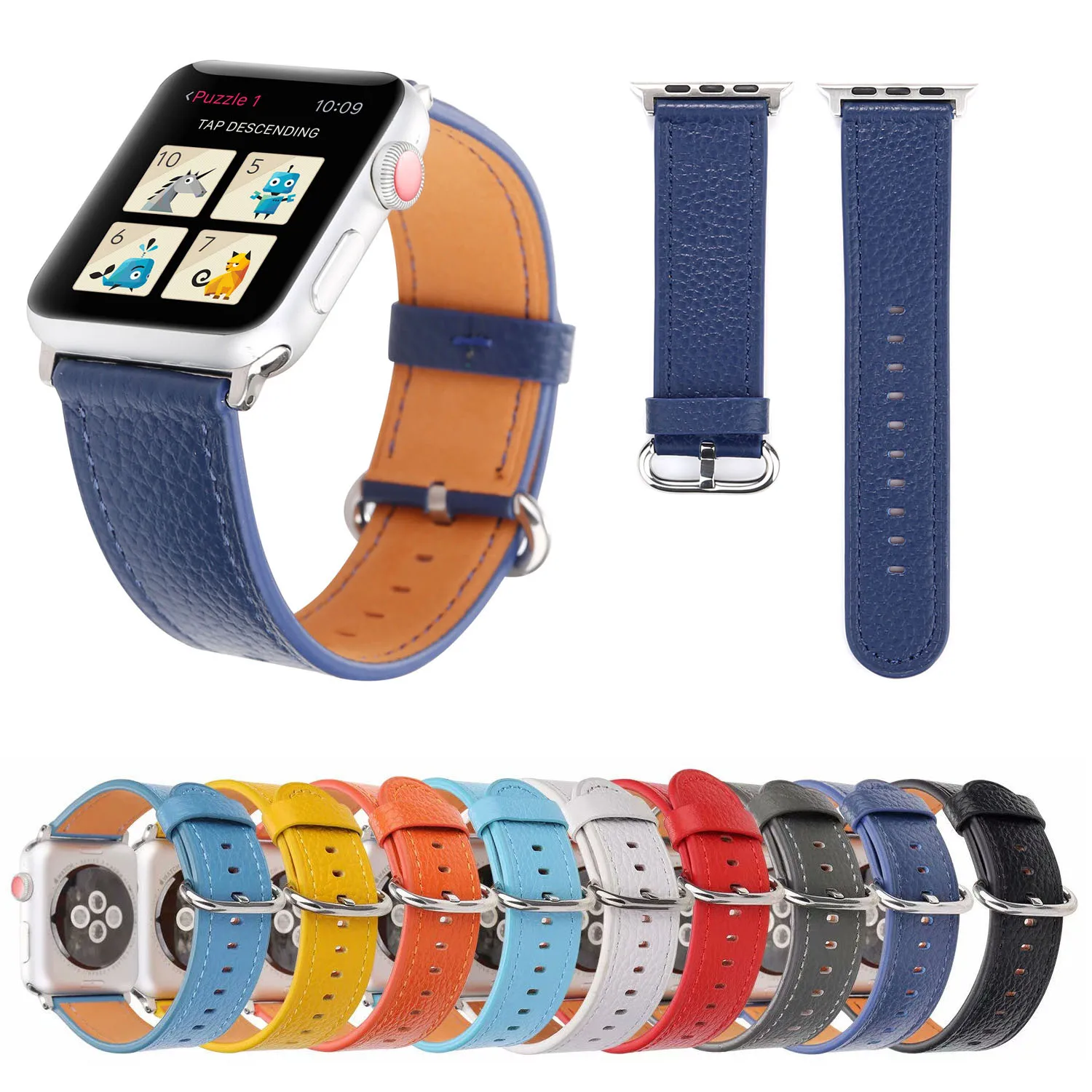 Ремешок из натуральной кожи для Apple Watch Band сменный классический браслет с пряжкой