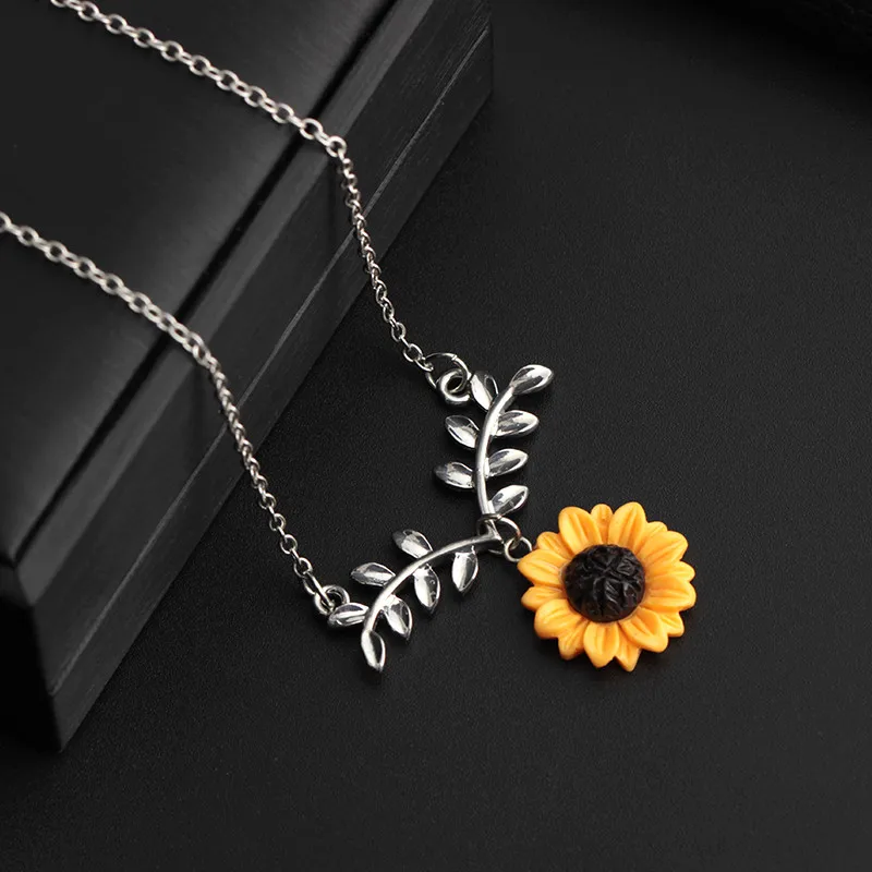 OTOKY ожерелье цепочка модное с подвеской в виде листа подсолнуха милым цветком