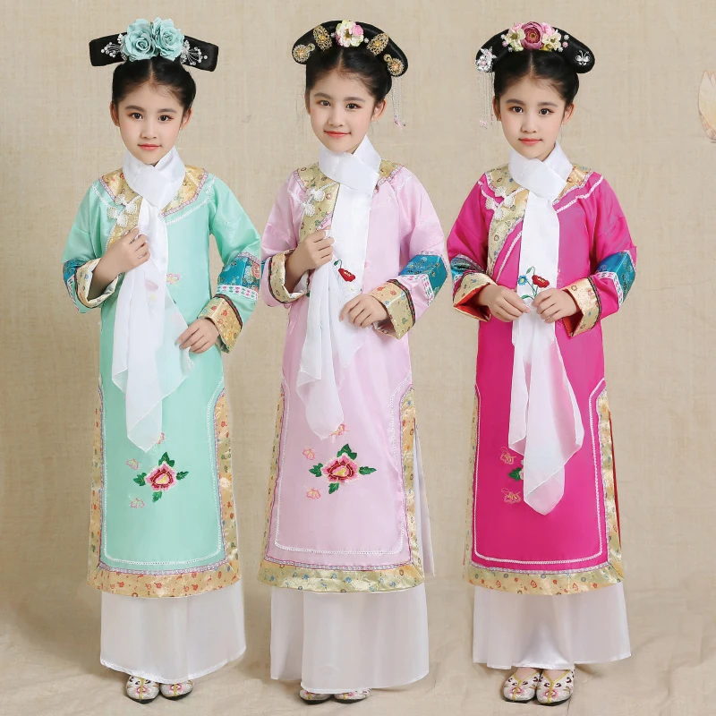 Lovely Girl Qing Dynasty Princess Embroidery Costume Children Chinese Ancient Court Dress for Cosplay Stage Performance Dress
Lovely Girl Qing Dynasty Princess Embroidery Costume Children Chinese Ancient Court Dress for Cosplay Stage Performance Dress