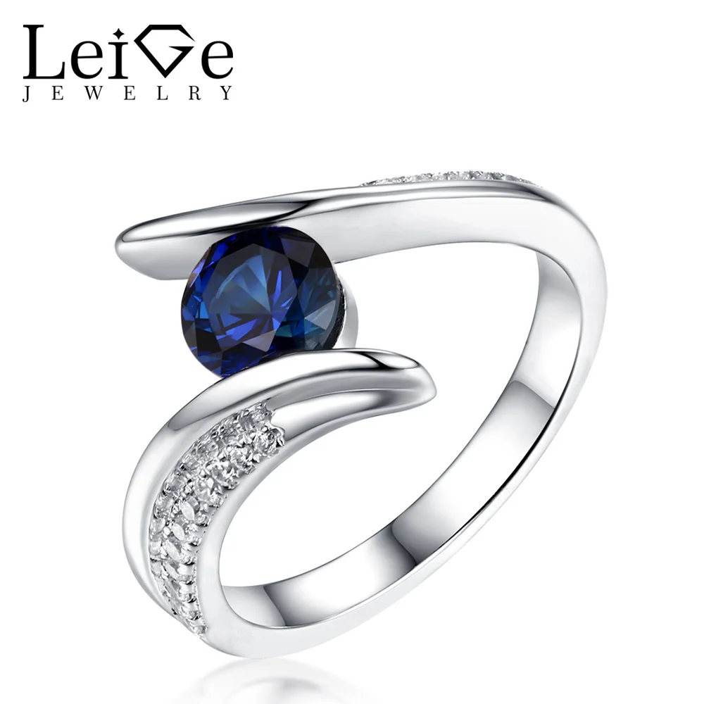 Leige Jewelry Sapphire Ring Sterling Silver Round Cut Wedding Promise Rings for Women Christmas Gift September Birthstone
Leige Jewelry Sapphire Ring Sterling Silver Round Cut Wedding Promise Rings for Women Christmas Gift September Birthstone