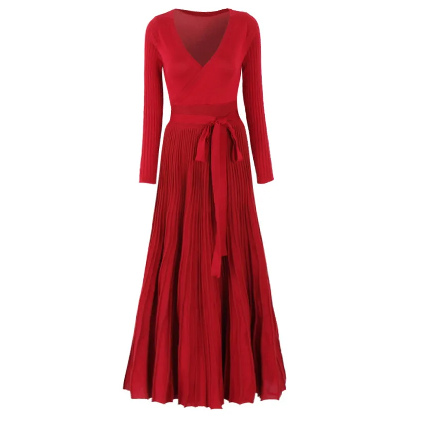 2020 Autumn Winter Long Sweater Dress Women Long Sleeve Casual Black Red Knitted Dress Ladies Pleated Dresses Vestidos De Festa
2020 Autumn Winter Long Sweater Dress Women Long Sleeve Casual Black Red Knitted Dress Ladies Pleated Dresses Vestidos De Festa