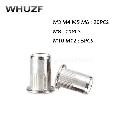 100Pcs 304 Stainless Steel Rivet Flat Head Threaded Rivet Insert Nutsert Cap Rivet Nut Kit M3 M4 M5 M6 M8 M10 M12
100Pcs 304 Stainless Steel Rivet Flat Head Threaded Rivet Insert Nutsert Cap Rivet Nut Kit M3 M4 M5 M6 M8 M10 M12