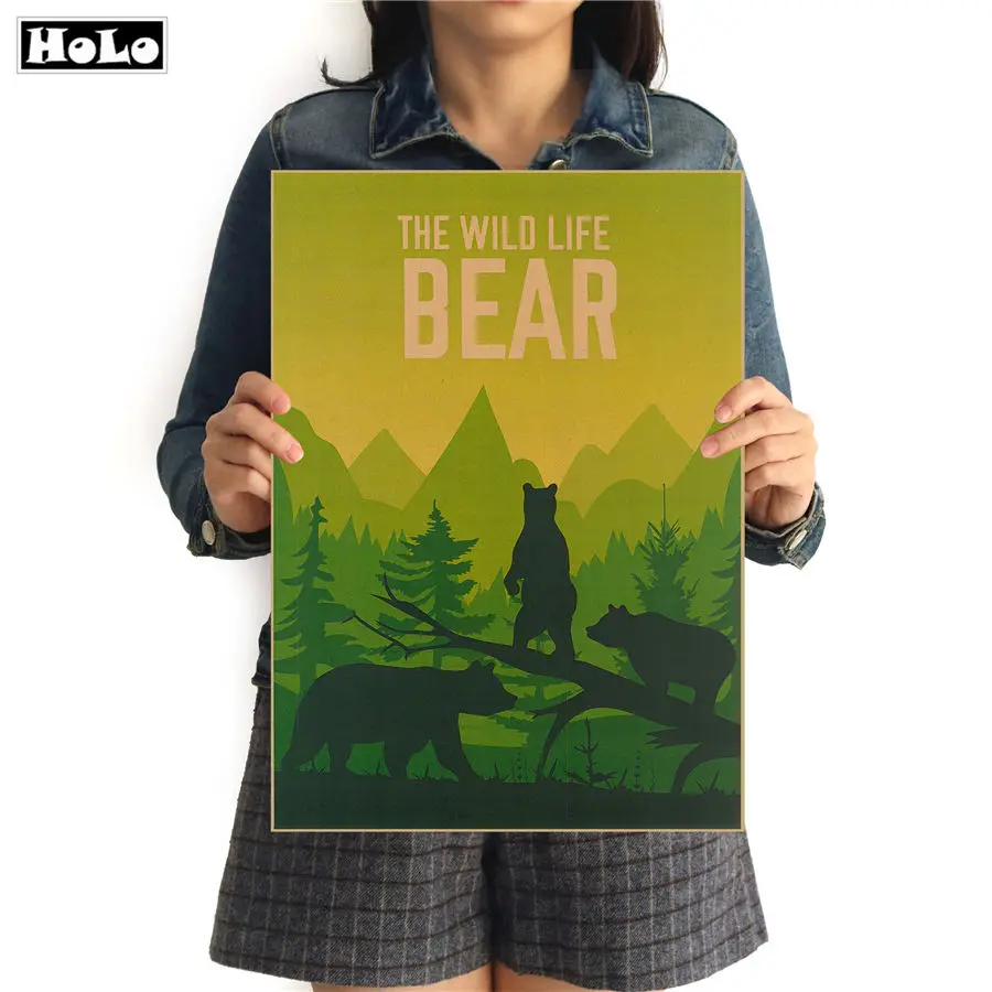 Классический бумажный винтажный постер World Travel Bear круглая ретро картина