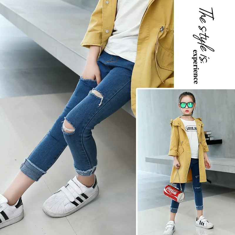 Kids Girls Skinny Jeans Autumn Casual Ripped Pants Teenager Solid Denim Trousers Fashion Broken Hole Jeans for Girls 13 Years
Kids Girls Skinny Jeans Autumn Casual Ripped Pants Teenager Solid Denim Trousers Fashion Broken Hole Jeans for Girls 13 Years