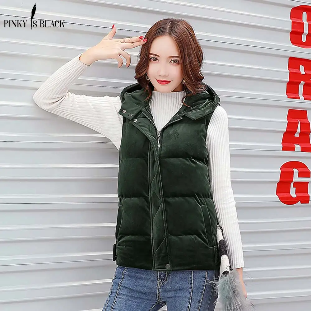 PinkyIsBlack Autumn Winter Women Vest 2018 Down Cotton Hooded Short Sleeveless Warm Vest Jacket Velvet Women Winter Waistcoat
PinkyIsBlack Autumn Winter Women Vest 2018 Down Cotton Hooded Short Sleeveless Warm Vest Jacket Velvet Women Winter Waistcoat