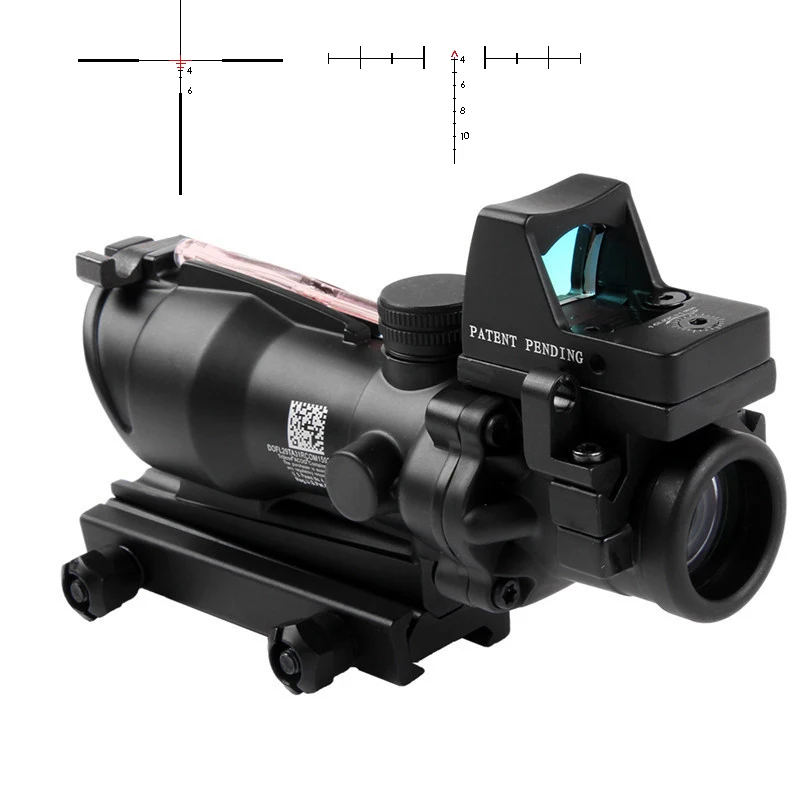 ACOG Тактический 4X32 прицел реальный зеленый/красный источник волокна для винтовки