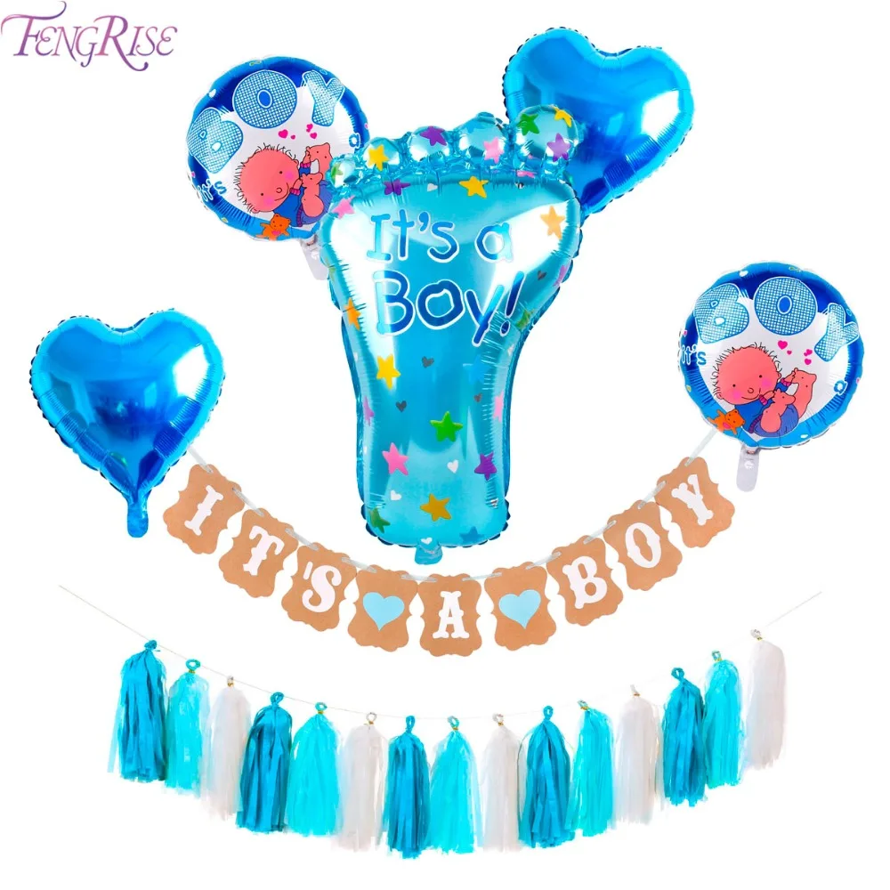 FENGRISE пол Reveal Babyshower Baby Shower воздушные шары золотой блеск розовый синий висящий его