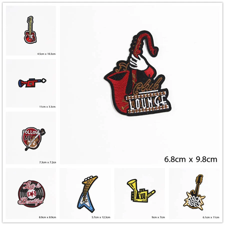 Musical Instrument Patches Cap Shoe Iron On Embroidered Appliques DIY Apparel Accessories Patch For Clothing Fabric Badges BU170
Musical Instrument Patches Cap Shoe Iron On Embroidered Appliques DIY Apparel Accessories Patch For Clothing Fabric Badges BU170