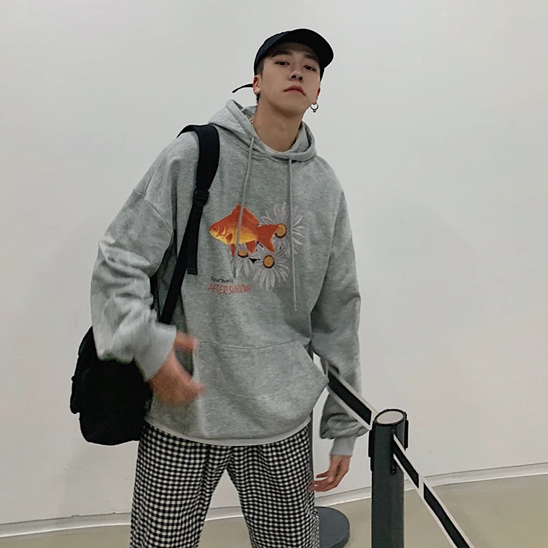 2019 Men's Loose Fashion Pullover Fish Flower Printing Hooded Hoodies Cotton Clothes Casual Grey/blue Coats Sweatshirts M-XL
2019 Men's Loose Fashion Pullover Fish Flower Printing Hooded Hoodies Cotton Clothes Casual Grey/blue Coats Sweatshirts M-XL