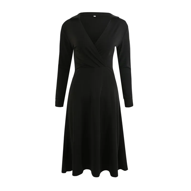 Women Autumn Winter Comfortable Knee Length Elegant Dress V Neck Long Sleeve Office Ladies Party Dresses Lapel Slim Vestidos Red
Women Autumn Winter Comfortable Knee Length Elegant Dress V Neck Long Sleeve Office Ladies Party Dresses Lapel Slim Vestidos Red