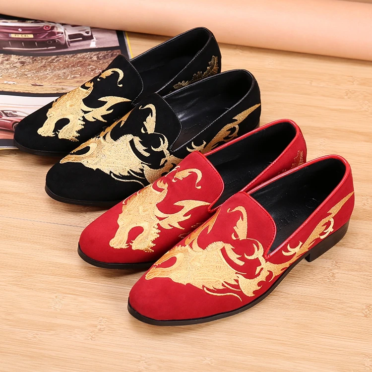 Red Black Flats Loafers Genuine leather Slip on Boats Groom Wedding Dress Shoes Dragon Embroidery Mens Casual Shoes Plus Size 46
Red Black Flats Loafers Genuine leather Slip on Boats Groom Wedding Dress Shoes Dragon Embroidery Mens Casual Shoes Plus Size 46