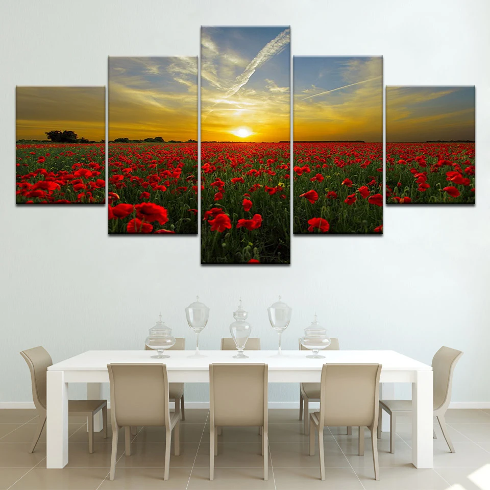 The flowers and sunset 5 Panels HD Print Wall Art modern Modular Poster art Canvas painting for Living Room Home Decor
The flowers and sunset 5 Panels HD Print Wall Art modern Modular Poster art Canvas painting for Living Room Home Decor