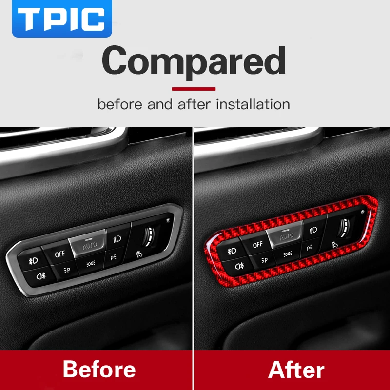 Наклейка TPIC для кнопки переключателя фары из углеродного волокна BMW G30 X5 Series 2019-2021