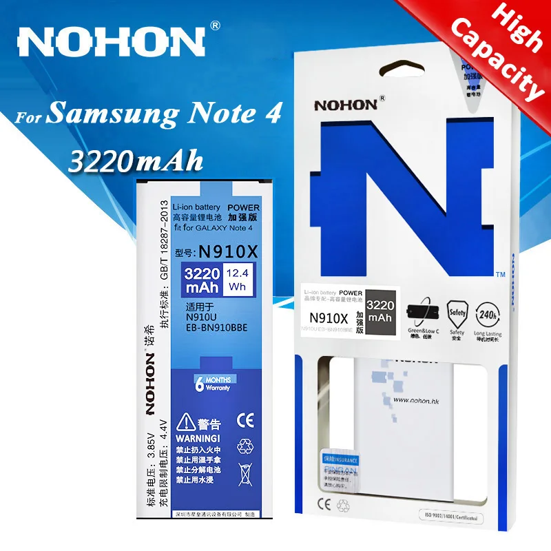 Оригинальный nohon Аккумулятор для samsung Galaxy Note 3 NFC N9005 4 N9100 N910F N910C край N9150 Замена