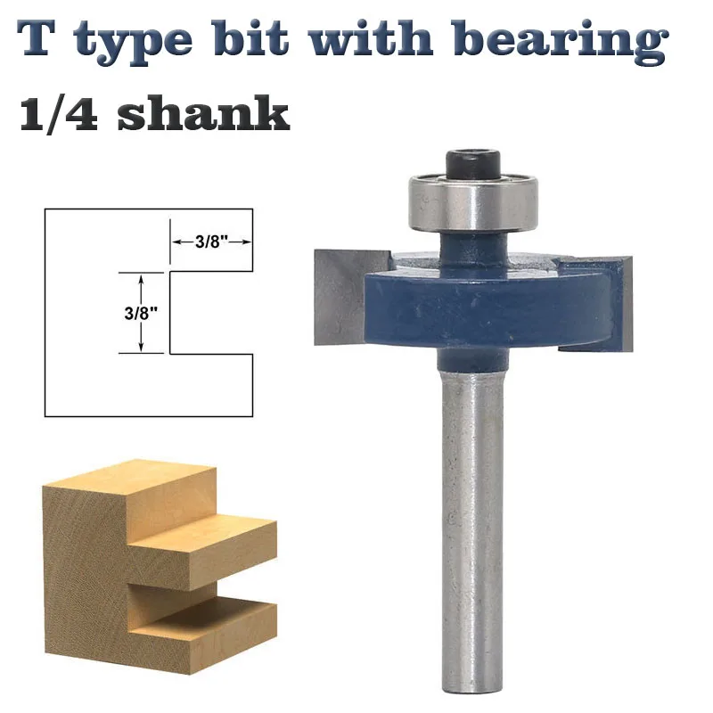 1pc 1/4 Shank T type bearings wood milling cutter Industrial Grade Rabbeting Bit woodworking tool router bits for wood
1pc 1/4 Shank T type bearings wood milling cutter Industrial Grade Rabbeting Bit woodworking tool router bits for wood