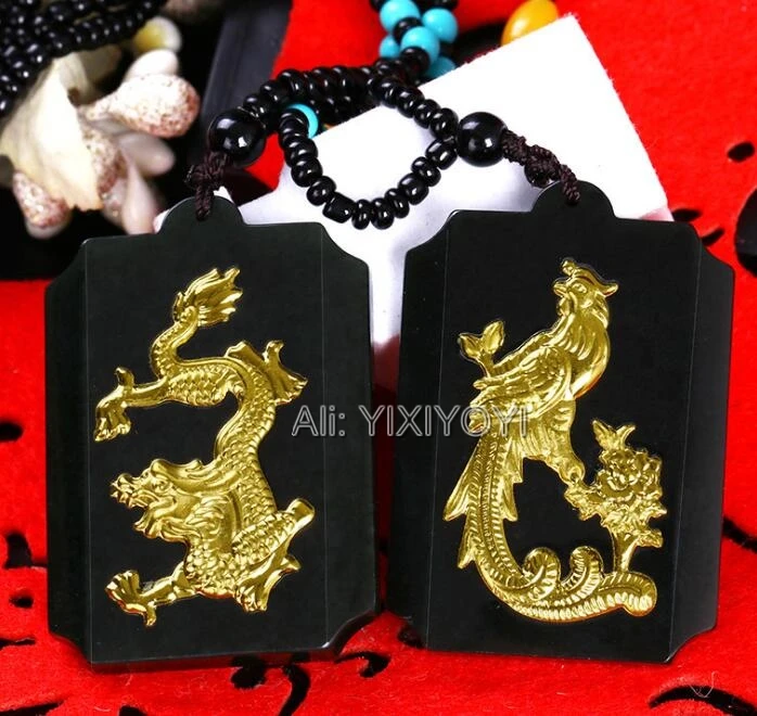 Beautiful Natural Black Green Hetian Jade + 18K Gold Chinese Dragon Phoenix Pairs Lucky Pendant + free Necklace Fine Jewelry
Beautiful Natural Black Green Hetian Jade + 18K Gold Chinese Dragon Phoenix Pairs Lucky Pendant + free Necklace Fine Jewelry