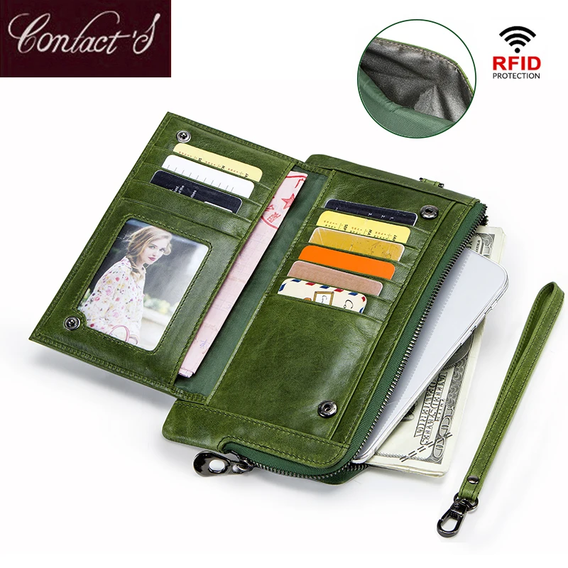 Contact's Genuine Leather Women Wallets Long Design RFID Zipper Coin Purse Big Capacity Clutch Wallet Fashion Carteira Feminina
Contact's Genuine Leather Women Wallets Long Design RFID Zipper Coin Purse Big Capacity Clutch Wallet Fashion Carteira Feminina