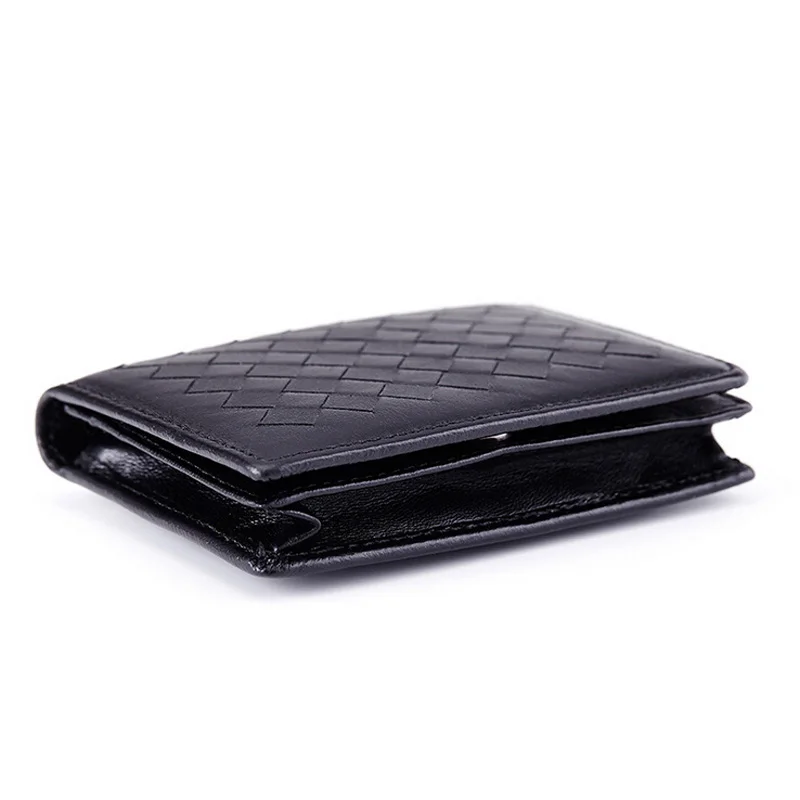 New Fashion Lambskin Genuine Leather Men Business Card Holder Knitting Pattern Credit Case Wallet With Coin Bag For Women | Багаж и сумки