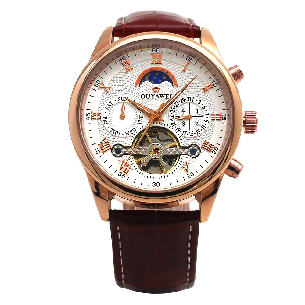OUYAWEI Mens Watches Automatic Self-Wind Luxury Rose Gold Dress Skeleton Tourbillon Wristwatch Stainless Steel Case 43mm
OUYAWEI Mens Watches Automatic Self-Wind Luxury Rose Gold Dress Skeleton Tourbillon Wristwatch Stainless Steel Case 43mm