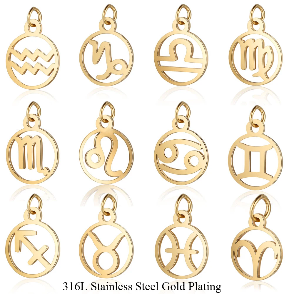 Fnixtar 12pcs/lot 11*16mm Stainless Steel 12 Signs Zodiac Metal Charms for Women Jewelry Gold Color Zodiac Mini Charms Pendant
Fnixtar 12pcs/lot 11*16mm Stainless Steel 12 Signs Zodiac Metal Charms for Women Jewelry Gold Color Zodiac Mini Charms Pendant