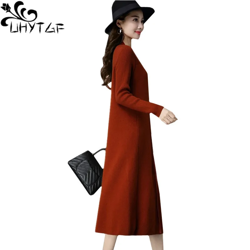 UHYTGF 2019 New noble sweater dress Women Loose plus size Knit pullover Long dress Long sleeved autumn winter dresses Ladies1193
UHYTGF 2019 New noble sweater dress Women Loose plus size Knit pullover Long dress Long sleeved autumn winter dresses Ladies1193