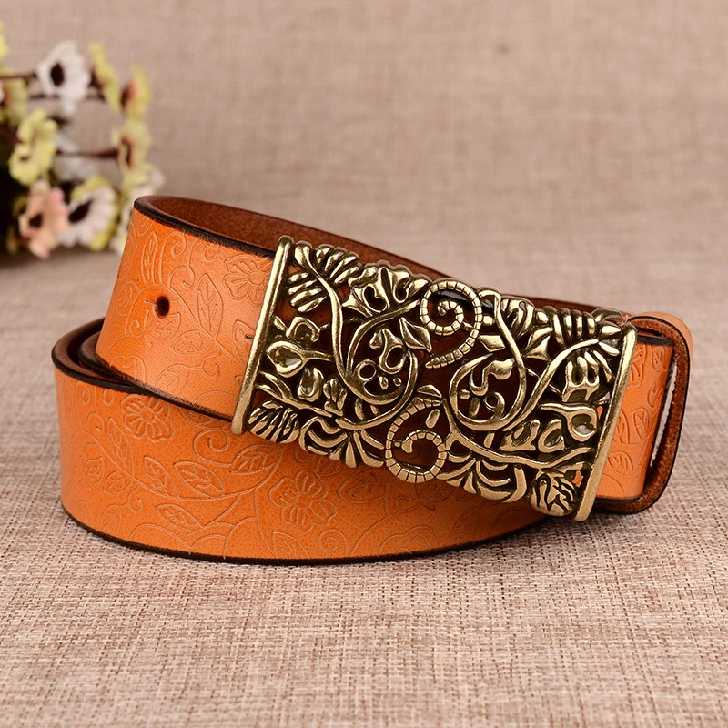 Genuine Cowskin Leather Carved Design Retro Belts For Women Metal Hollow Buckle Strap Cintos Ceinture Female High Quality Belts
Genuine Cowskin Leather Carved Design Retro Belts For Women Metal Hollow Buckle Strap Cintos Ceinture Female High Quality Belts