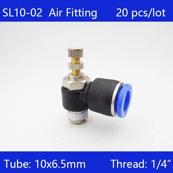 

HIGH QUALITY 20Pcs 10mm Push In to Connect Fitting 1/4" Thread Pneumatic Speed Controller SL10-02