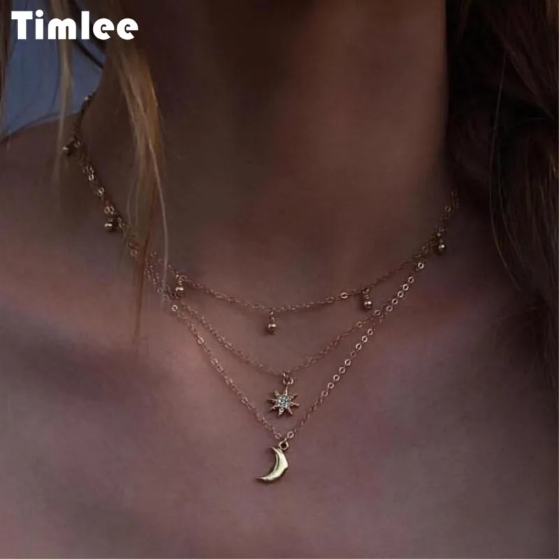Модное ожерелье Timlee N024 BD в богемном стиле с бусинами Луной и звездами оптовая
