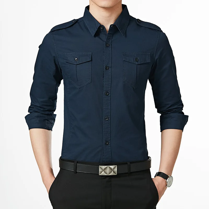 Men Shirts Military Long Sleeve Cotton Casual Pockets Slim Fashion Man Outwear Brand Clothing Business Shirt Solid Color C1842
Men Shirts Military Long Sleeve Cotton Casual Pockets Slim Fashion Man Outwear Brand Clothing Business Shirt Solid Color C1842