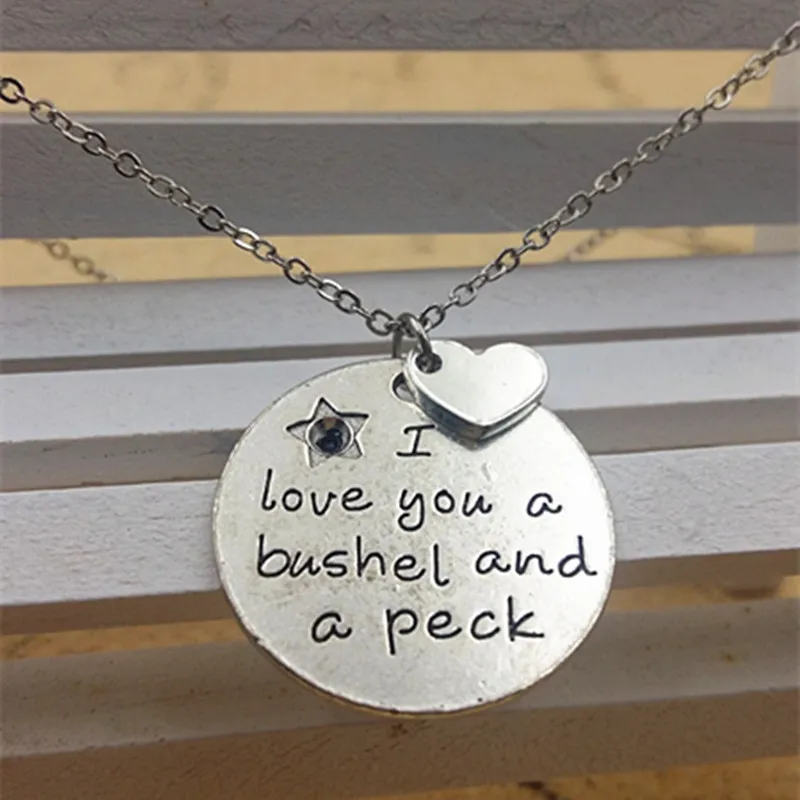 12pcs " I love you a bushel and a peck " Retro Silver color Pendant Necklace Love Forever Valentine's Day Gift
12pcs " I love you a bushel and a peck " Retro Silver color Pendant Necklace Love Forever Valentine's Day Gift