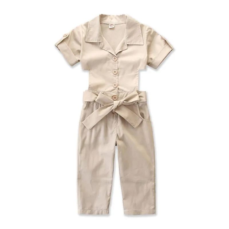 Hot Sell 2019 Children Girls Summer Soild Tooling Jumpsuit Fashion Cotton Short Sleeve Bowknot Belt Overalls 2-8Years
Hot Sell 2019 Children Girls Summer Soild Tooling Jumpsuit Fashion Cotton Short Sleeve Bowknot Belt Overalls 2-8Years