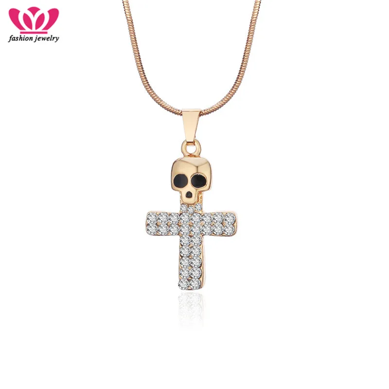 Personality Skeleton Pendant Crystal Cross Necklace Gold Fashion Jewelry Cross Skull Necklace For Women Gifts Bijoux Collier
Personality Skeleton Pendant Crystal Cross Necklace Gold Fashion Jewelry Cross Skull Necklace For Women Gifts Bijoux Collier