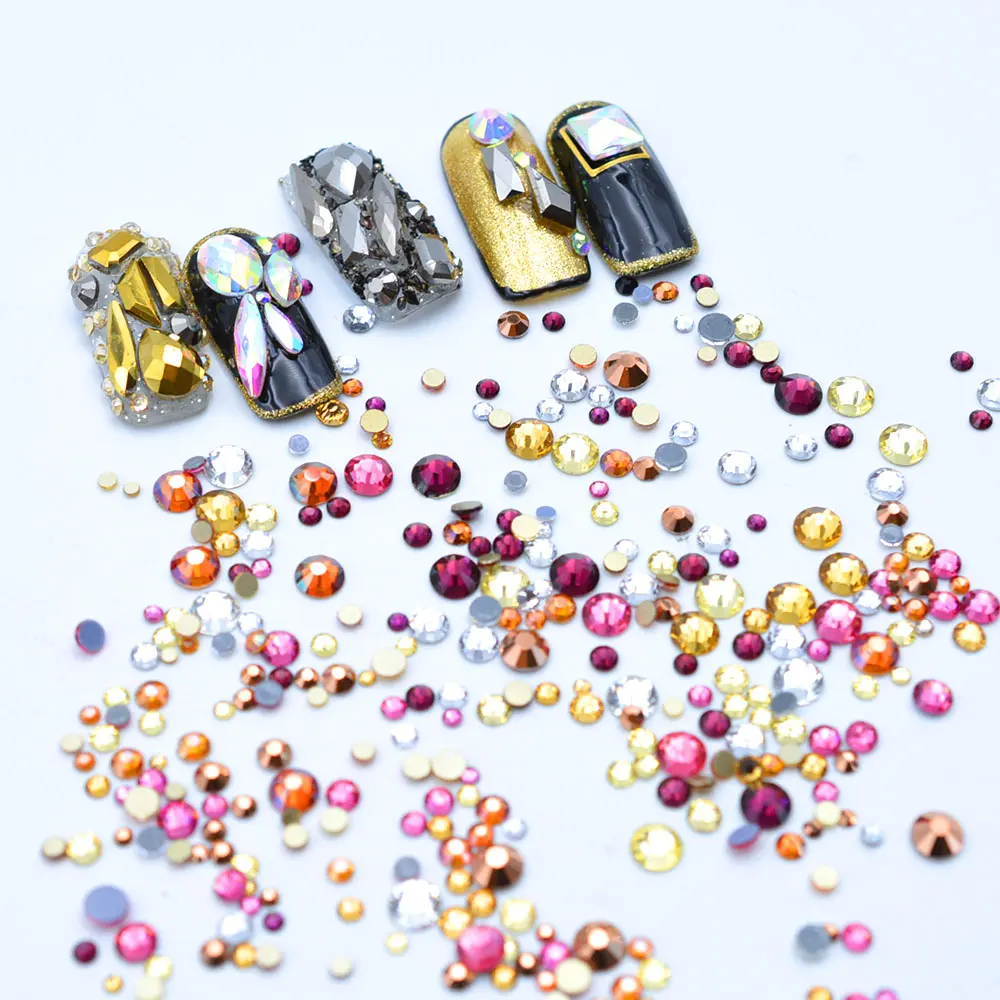 200PCS/Pack Mix Sizes DIY Golden Flatback Glass Nail Gems 3D Shiny Diamond Nail Rhinestones Decorations
200PCS/Pack Mix Sizes DIY Golden Flatback Glass Nail Gems 3D Shiny Diamond Nail Rhinestones Decorations