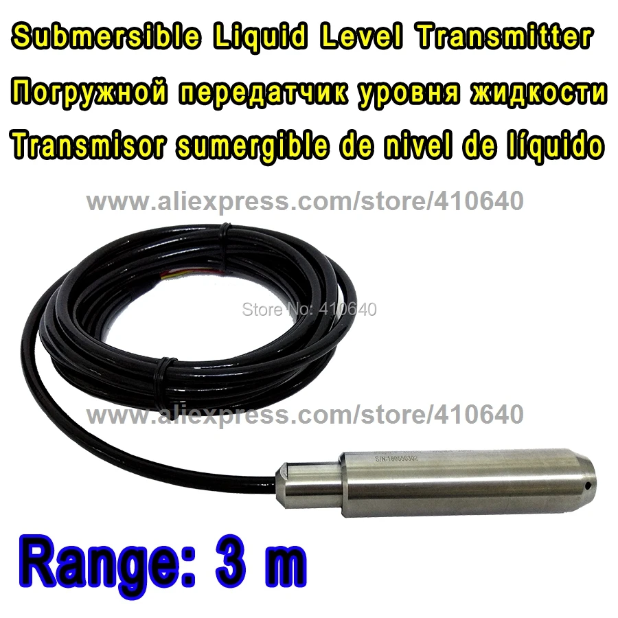 Range 3 Meter with 4m Cable Submersible Liquid Level Transmitter Level Transducer Input Type Level Sensor Other Range is ok
Range 3 Meter with 4m Cable Submersible Liquid Level Transmitter Level Transducer Input Type Level Sensor Other Range is ok