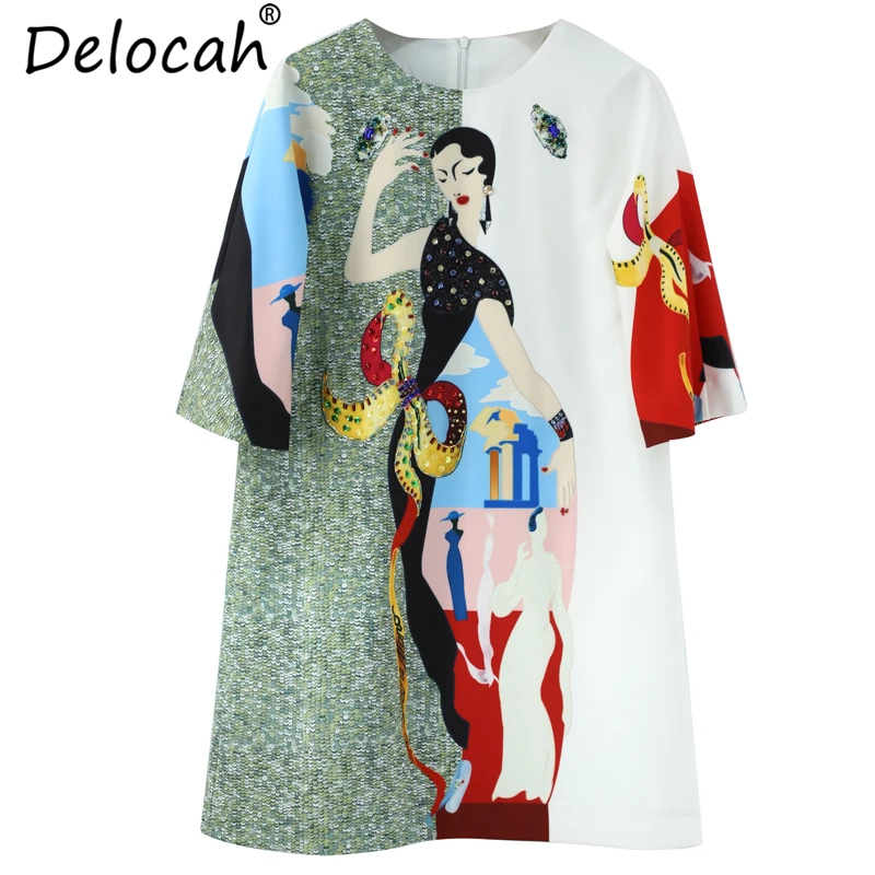 Delocah New 2021 Women Spring Summer Dress Runway Fashion Designer Gorgeous Diamonds Character Printed Vintage Elegant Dresses
Delocah New 2021 Women Spring Summer Dress Runway Fashion Designer Gorgeous Diamonds Character Printed Vintage Elegant Dresses