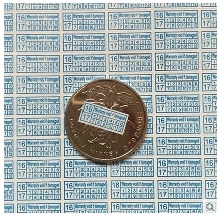 2016/2017 Warranty sealing label sticker void if damaged, with years and months, 1.4x0.7cm
2016/2017 Warranty sealing label sticker void if damaged, with years and months, 1.4x0.7cm