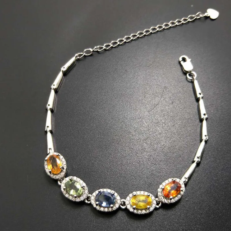 TBJ,100% Natural fancy color sapphire ov4*6mm ,sapphire silver bracelet in 925 sterling silver gemstone jewelry with gift box
TBJ,100% Natural fancy color sapphire ov4*6mm ,sapphire silver bracelet in 925 sterling silver gemstone jewelry with gift box