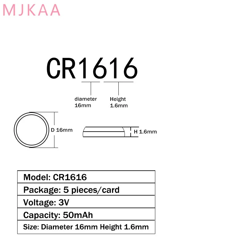 10pcs/pack CR1616 Button Batteries DL1616 ECR1616 LM1616 Cell Coin Lithium Battery 3V CR 1616 For Watch Electronic Toy Remote
10pcs/pack CR1616 Button Batteries DL1616 ECR1616 LM1616 Cell Coin Lithium Battery 3V CR 1616 For Watch Electronic Toy Remote